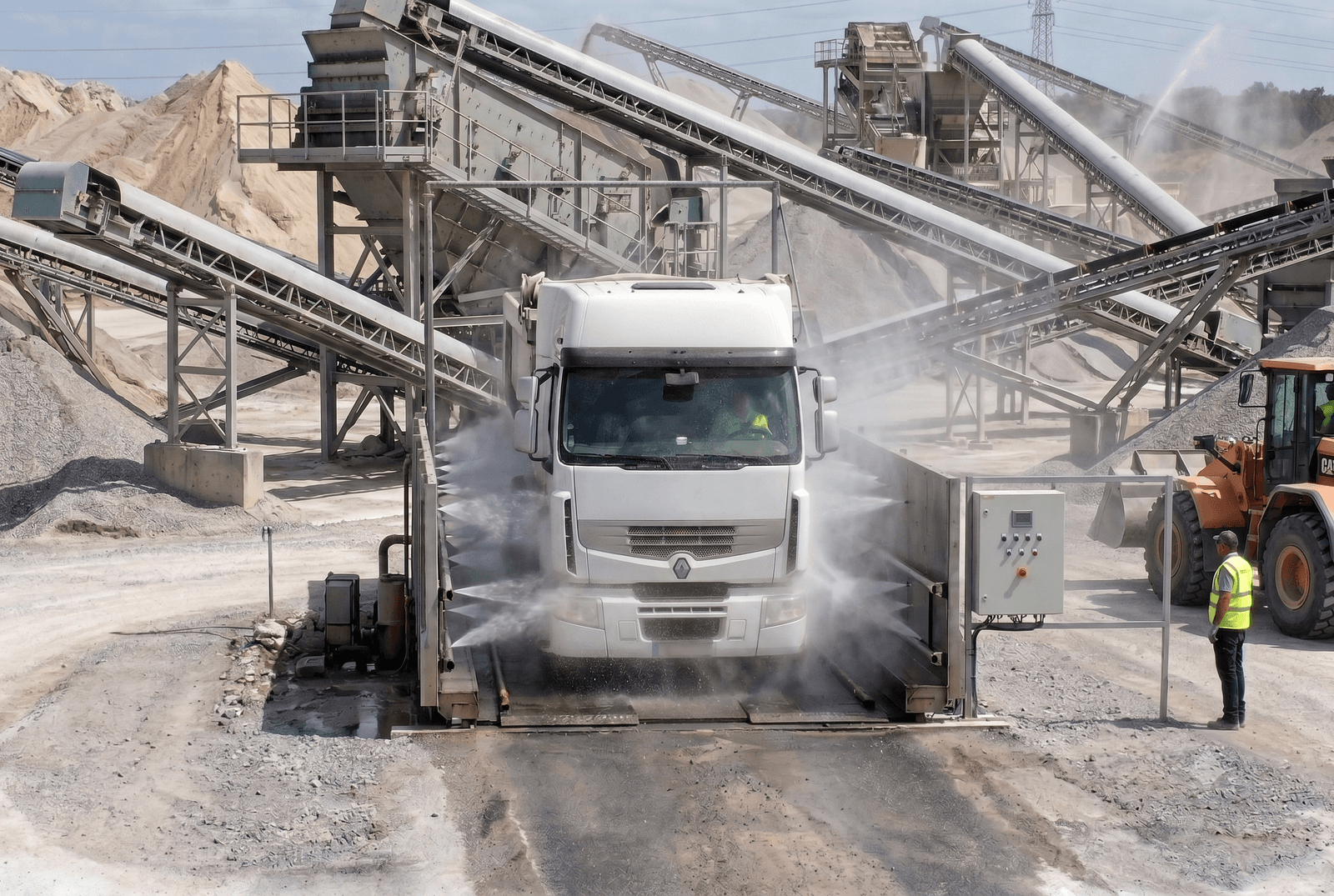 Wheel washing system for trucks